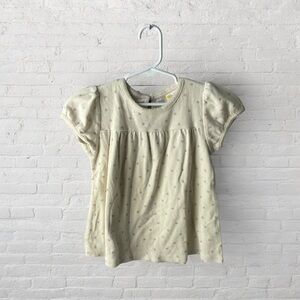 Mini Boden // Cream Puff Sleeve Baby Doll Top with Pink Polka Dots